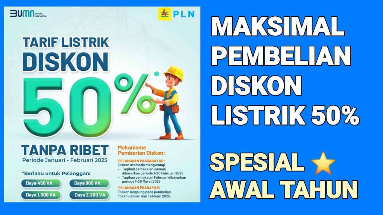 Pembelian Maksimal Diskon Listrik 50 Persen Berapa? Cek Disini