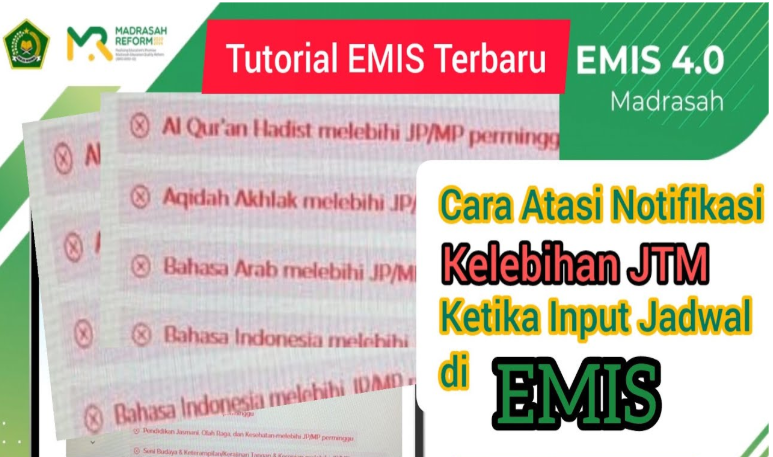 4 Cara Atasi Notifikasi Kelebihan JTM Ketika Input Jadwal Mengajar Guru di EMIS
