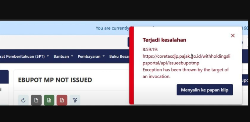 Exception Has Been Thrown by the Target of an Invocation CoreTax, Begini Penyebab & Solusinya!