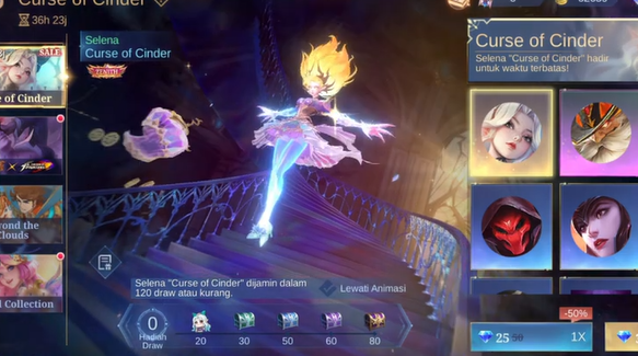 Cara Mendapatkan Skin Selena Zenith dan Selena Curse of Cinder di Mobile Legends