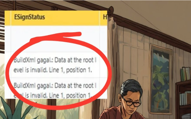 Solusi Error BuildXML Data at the Root Level is Invalid. Line 1, Position 1 di Coretax