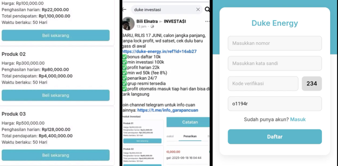 Apakah Aplikasi Duke Energy Investasi Bodong? Awas SCAM!