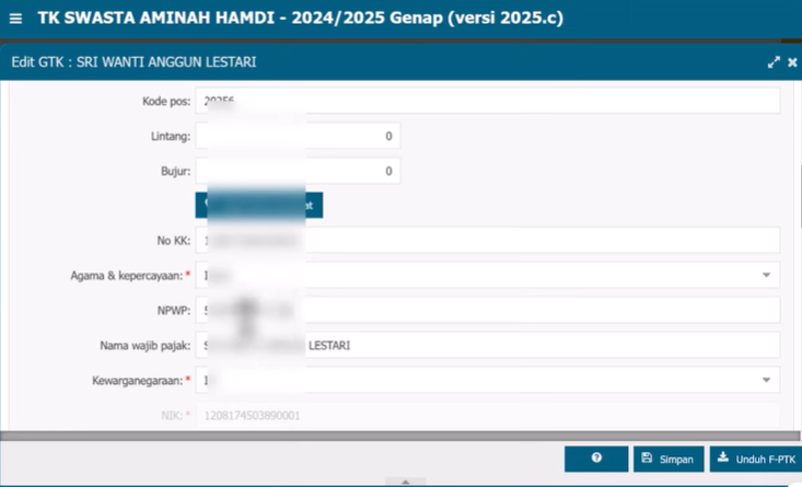 Cara Input NPWP 16 Digit PTK di Dapodik 2025.c: Panduan Lengkap
