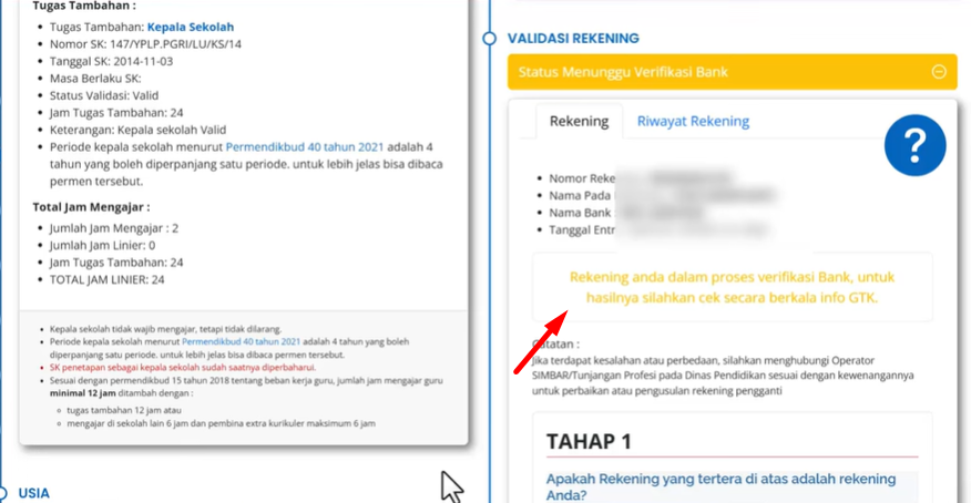 Solusi Validasi Rekening Masih Menunggu Verifikasi Bank di Info GTK