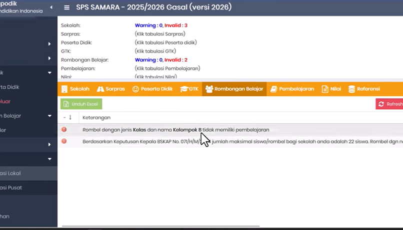 Cara Mengatasi Invalid Jumlah Anggota Rombel di Dapodik 2026