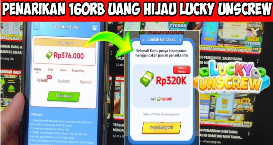 Scam! Penarikan 160rb Uang Kertas Hijau Di Lucky Unscrew Ada Penggandaan!!