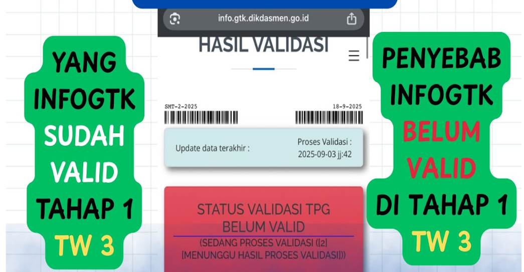 Validasi INFOGTK Tahap 1 Terbaru 2025 yang sudah VALID TW 3