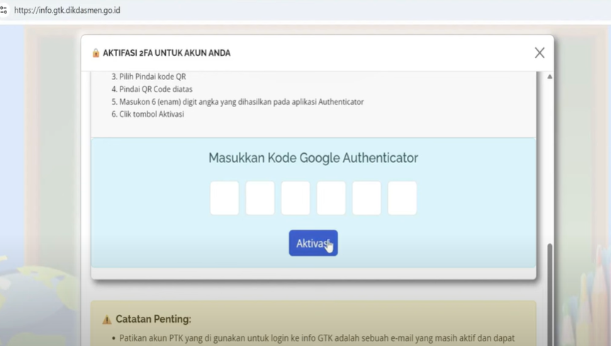 5 Cara Aktivasi Kode OTP 2FA InfoGTK Terbaru 2025 Langsung Berhasil!