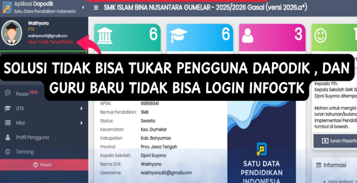 Cara Mengatasi Tidak Bisa Tukar Pengguna Dapodik, Solusi Lengkap Disini!