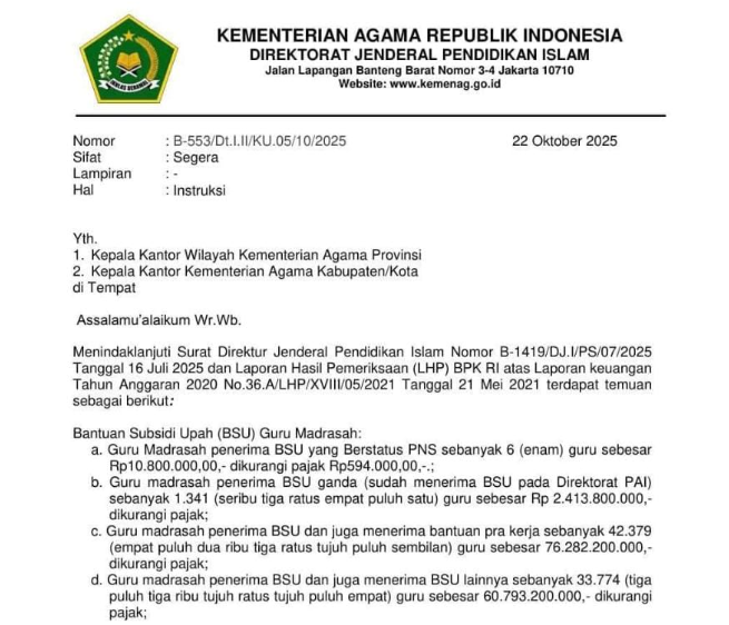 Edaran Resmi! Instruksi Pengembalian Dana BSU, Ini Penyebab & Batas Akhir