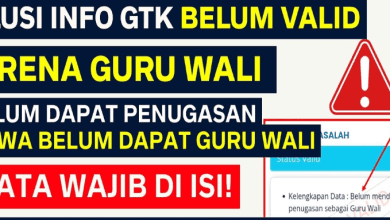 Solusi INFO GTK Belum VALID Karena Belum Penugasan Guru WALI
