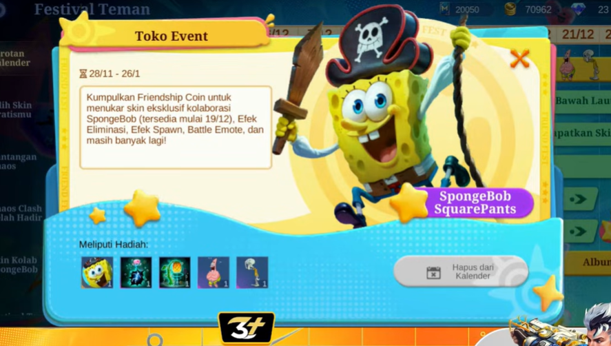Cara Ikut Event MLBB X Spongebob agar Dapat Skin Gratis!, Simak Jadwalnya!