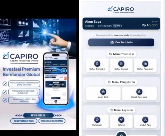 Aplikasi CAPIRO Investasi Apakah Aman Terbukti Membayar? Review Jujur!