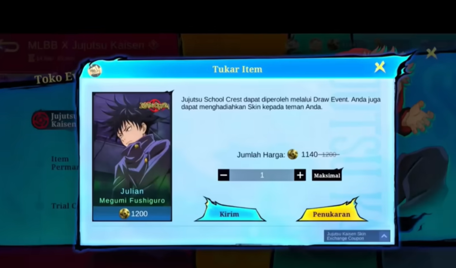 Cara Dapat Skin Jujutsu Kaisen Bebas Pilih di Mobile Legends
