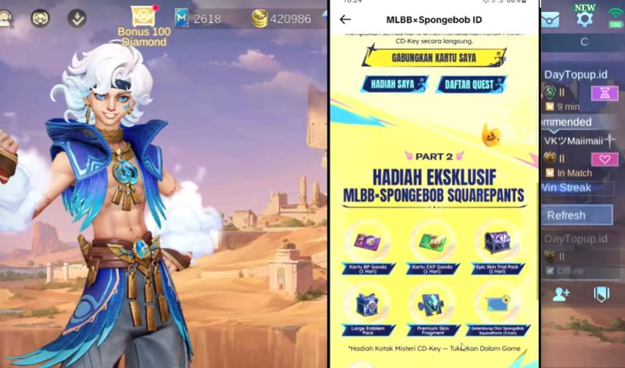 Kode Redeem Gelembung Spongebob, Event Kartu Skin Gratis dan Diamond Cuma 4000