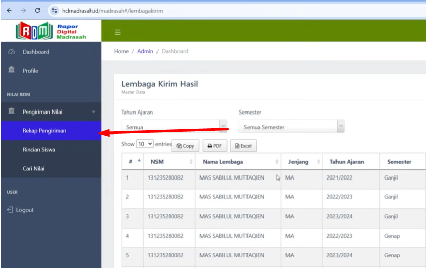 Cara Mengecek Hasil Pengiriman Nilai RDM ke Server Pusat