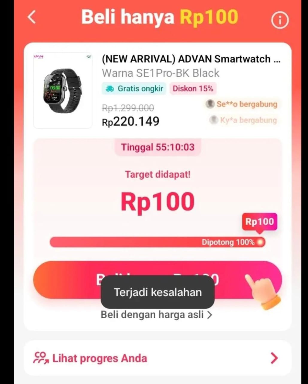 Cara Mengatasi Terjadi Kesalahan Saat Klik Beli Rp100 di TikTok dan Tombol Tidak Bisa Diklik