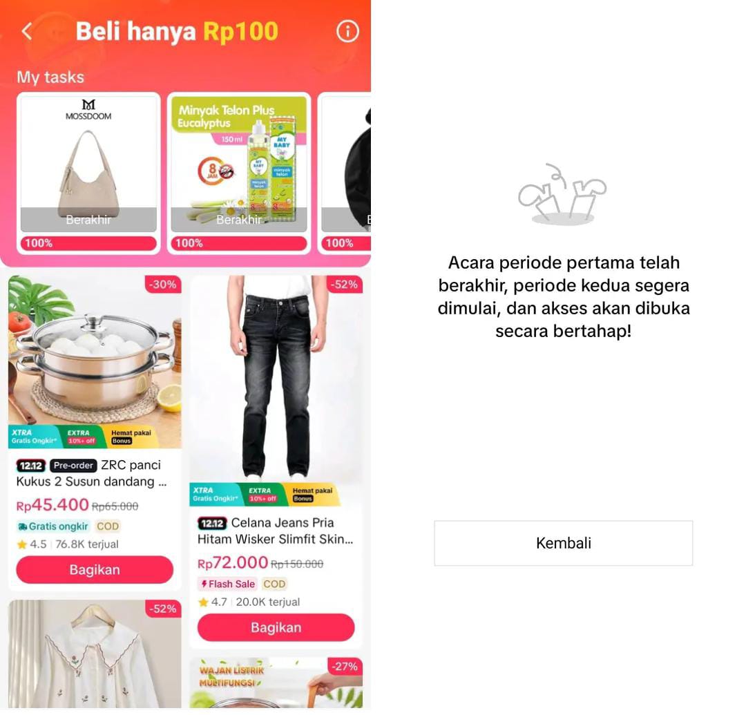 Event TikTok 100 Perak Sampai Kapan? Ini Penjelasan Periode Event Belanja Rp100