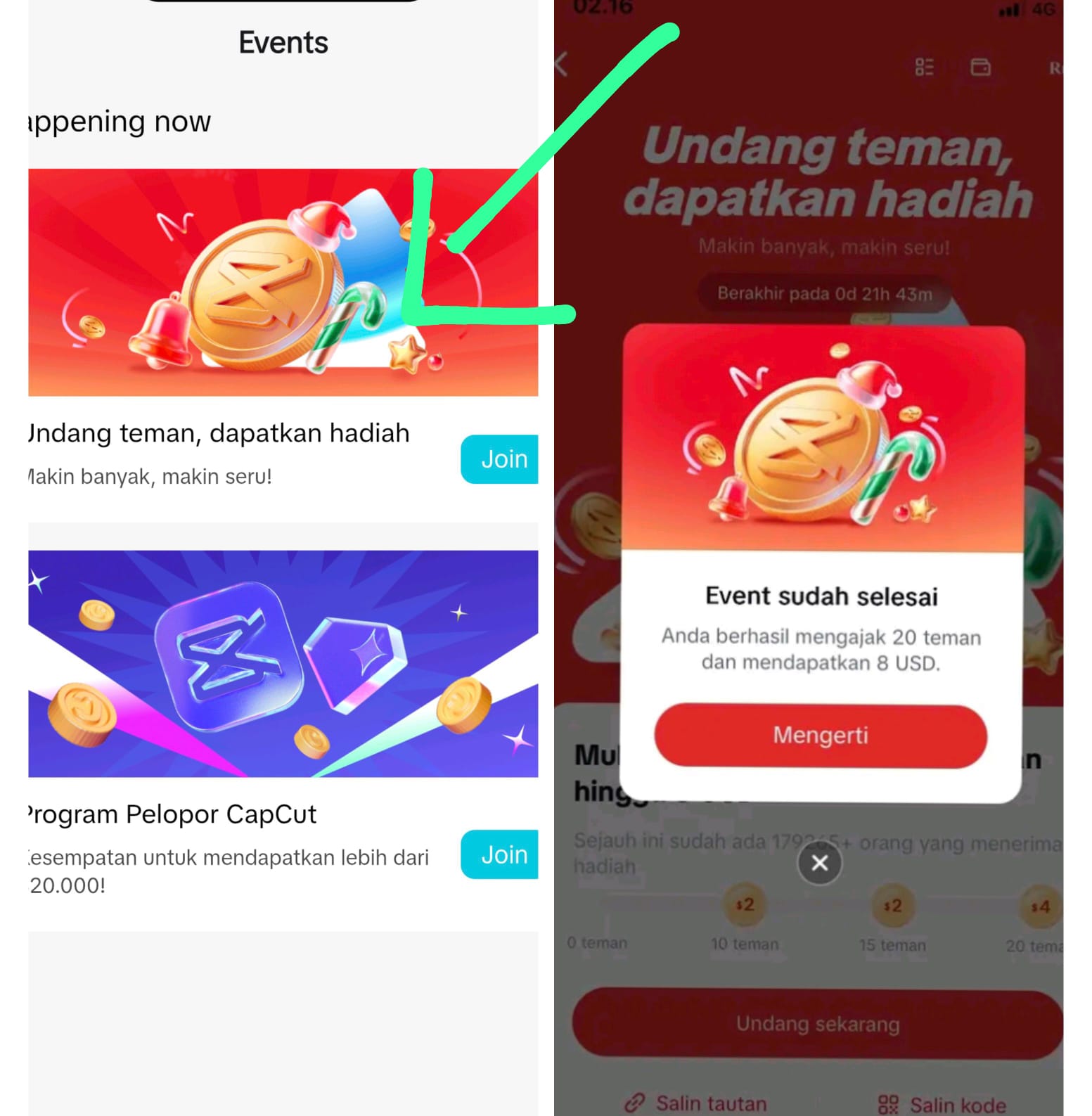 Tutorial Sebar Link Event CapCut Agar Dapat Uang Gratis $8 Terbukti Cair ke DANA