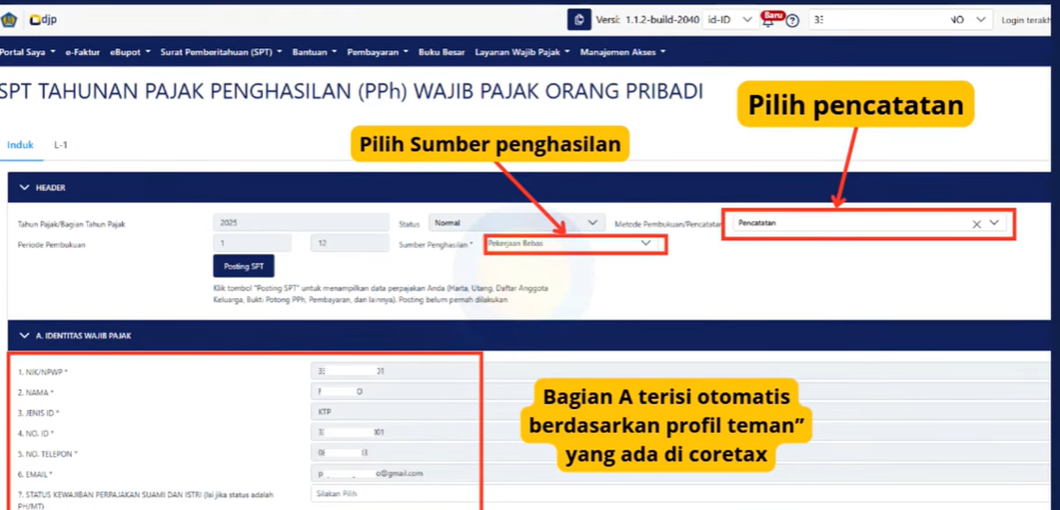 Cara Lapor SPT Tahunan Orang Pribadi Pekerjaan Bebas di CoreTax dengan Benar
