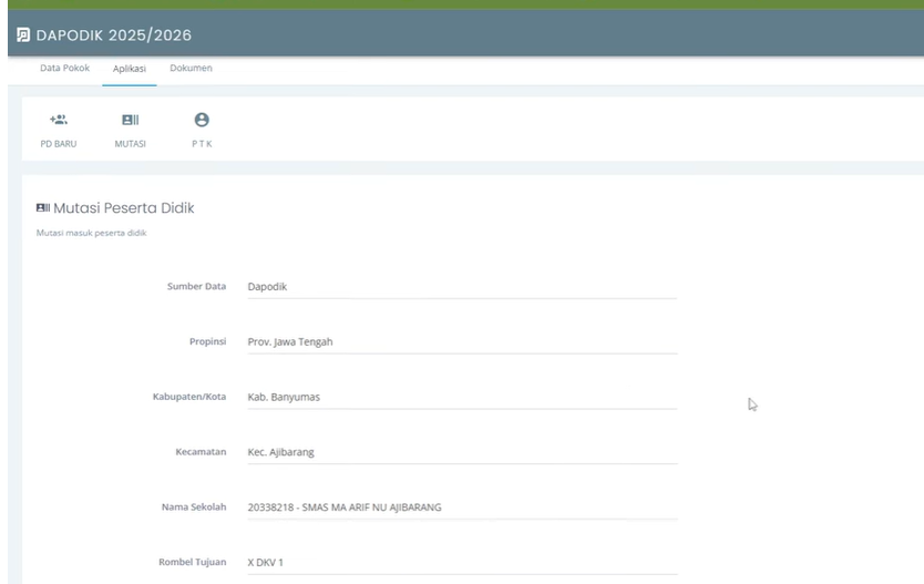 Cara Mutasi Masuk Siswa di Dapodik 2026 Terbaru, Lengkap dari Awal hingga Berhasil Masuk Rombel