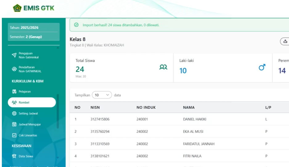 Cara Mengatur Kurikulum, Rombongan Belajar, dan Jadwal Pelajaran di GTK Terbaru
