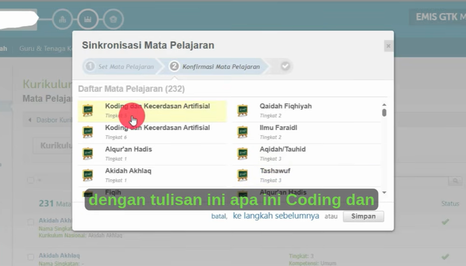 Cara Sinkron Kurikulum EMIS GTK Terbaru 2026 agar Data Mata Pelajaran Otomatis Terupdate