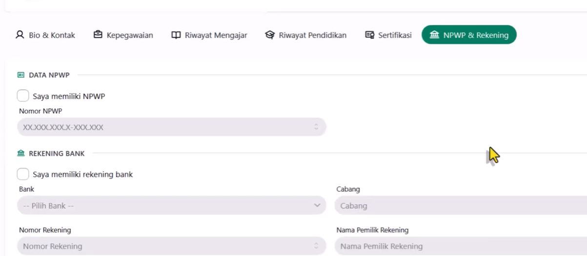 Cara Mengisi Data NPWP dan Nomor Rekening PTK Lulus PPG di EMIS GTK IMP Tahun 2026
