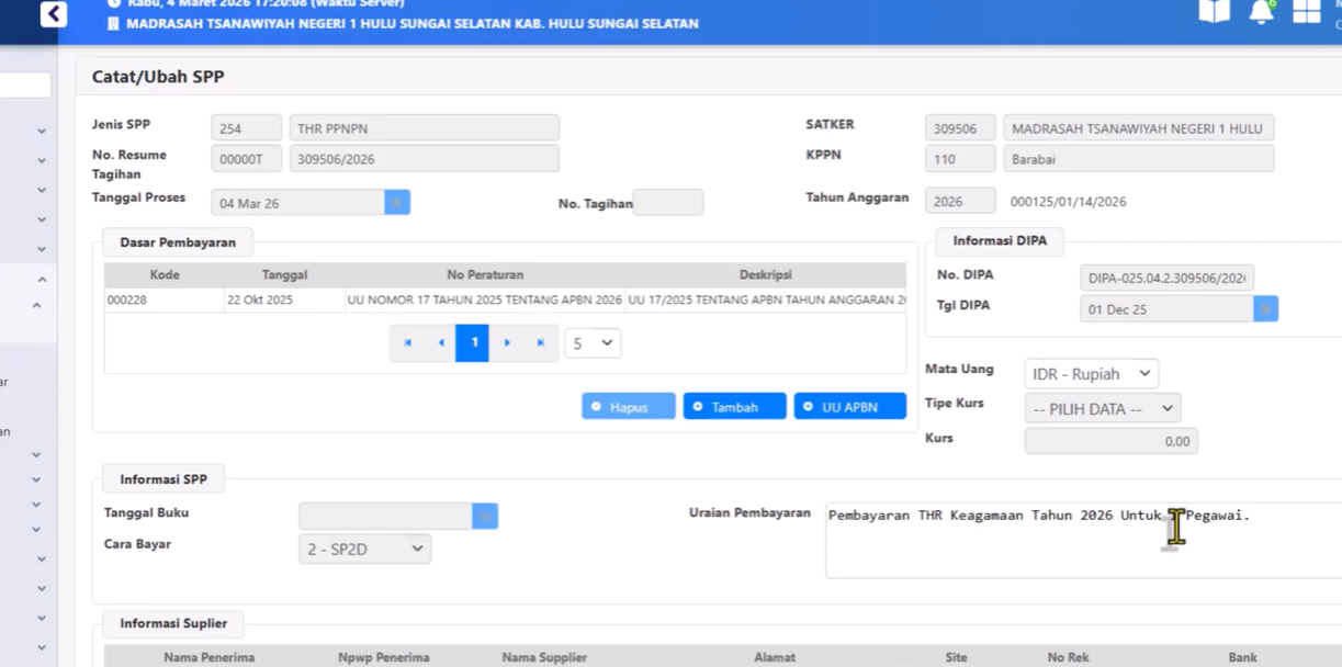 Cara Membuat SPM THR Keagamaan PPNPN Tahun 2026 di Aplikasi Sakti