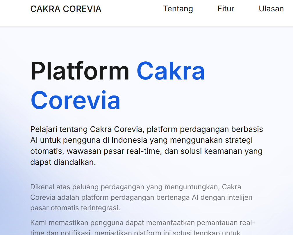 Cakra Corevia Apakah Penipuan? Review Platform Trading AI yang Ramai Dibicarakan Tahun 2026